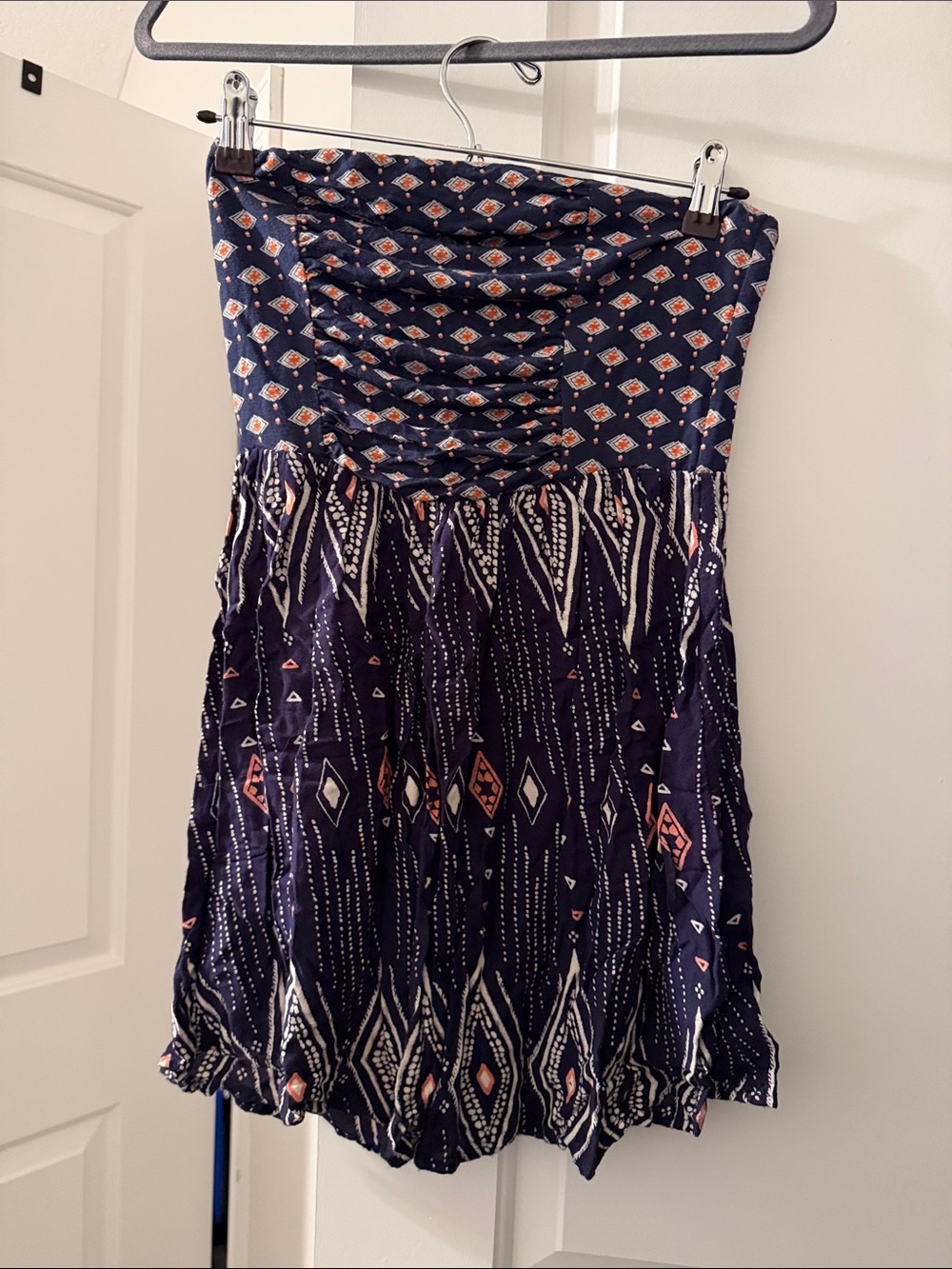 Roxy Navy Strapless Aztec Print Summer Dress